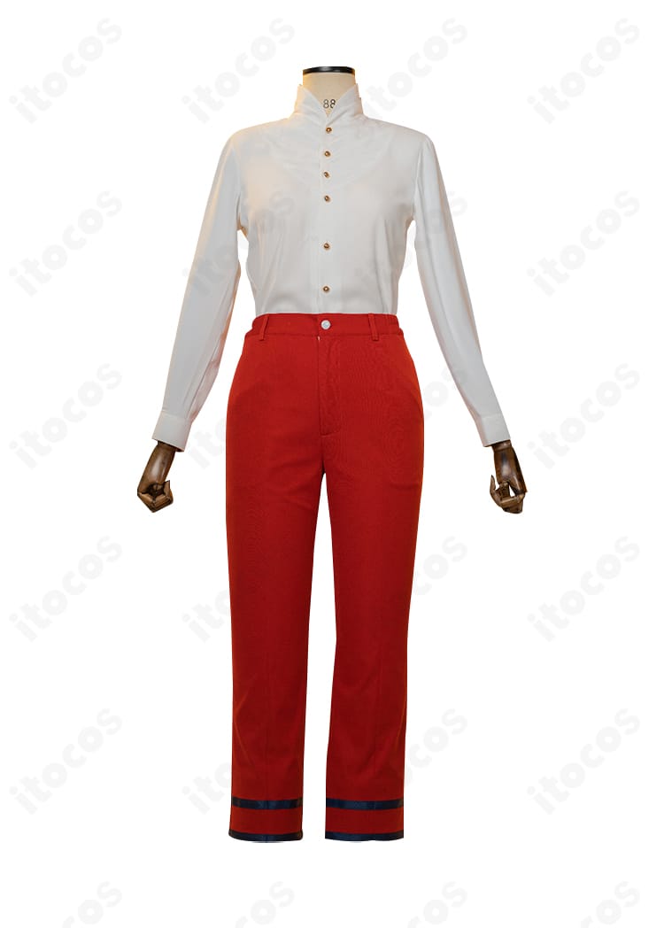 伏見弓弦 グラデュエーション衣装のインナー正面ディテール。シャツの質感と前立ての仕立てを強調