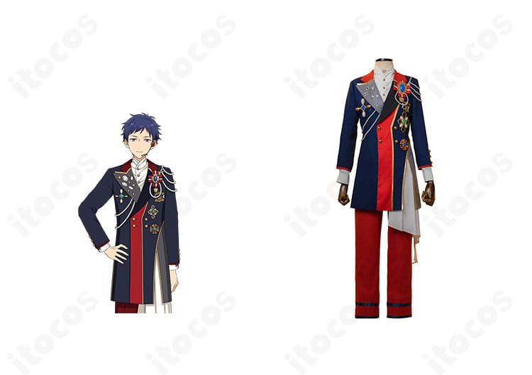 あんさんぶるスターズ！！ 伏見弓弦 グラデュエーション衣装の正面全体とキャラクター参考画像。フォーマルな装飾まで高再現のITOCOS製