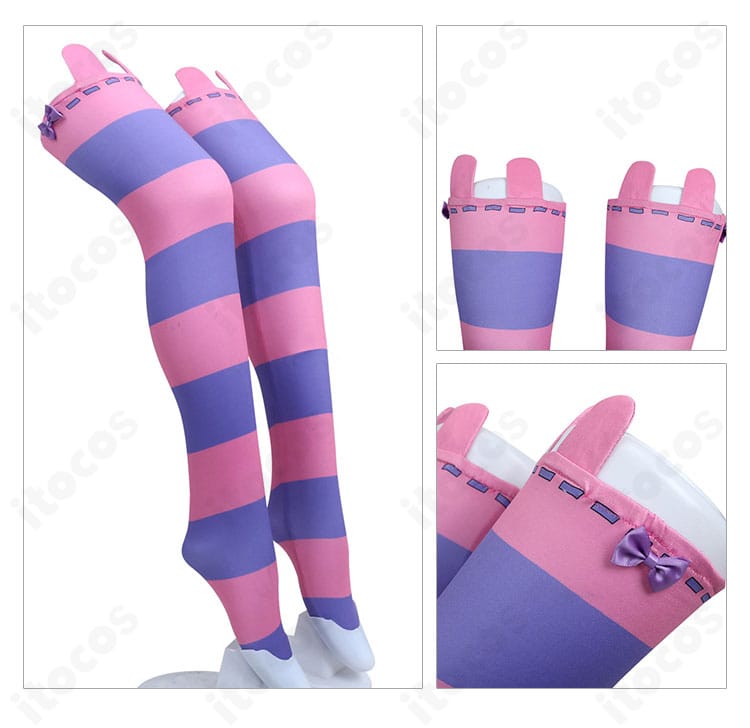 レッグソックスの装飾詳細。柄とリブの編み目が見えるクローズアップ