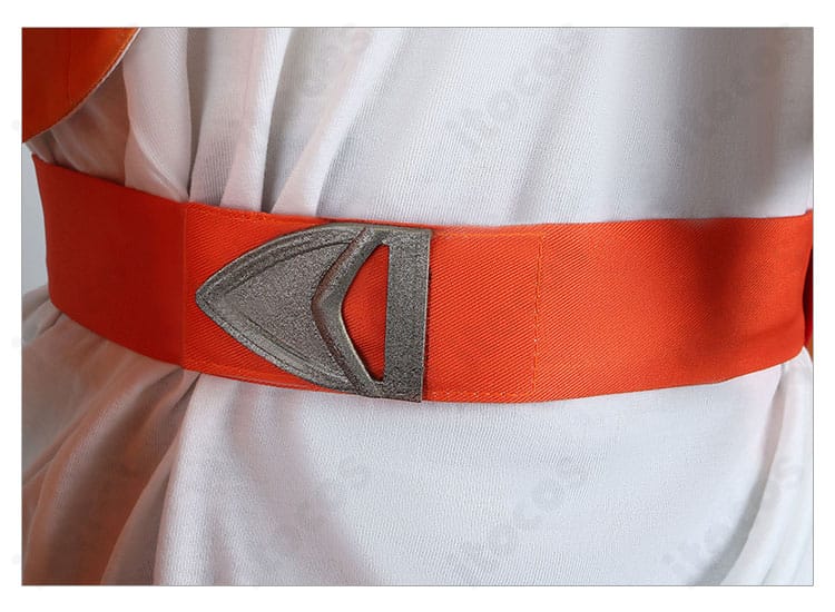 腰帯装飾のディテール。バックル、ベルト通し、レイヤー重なりの質感