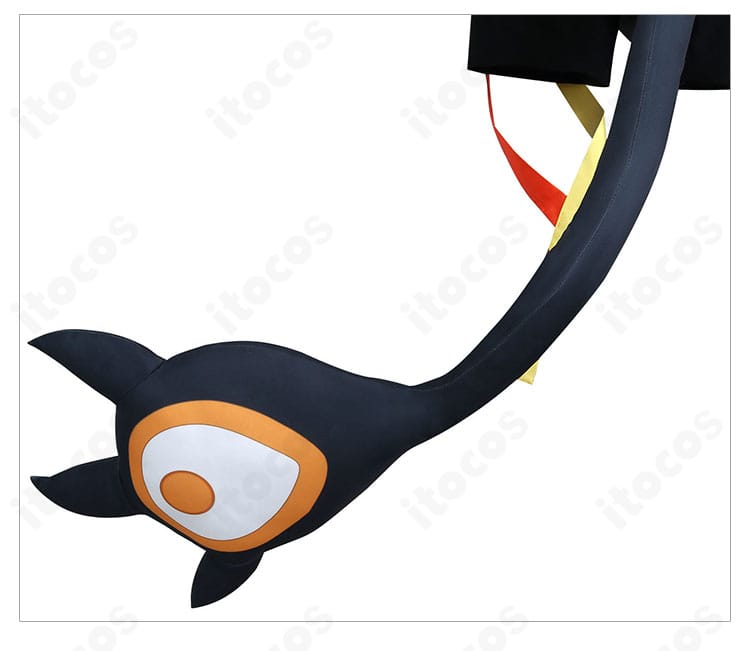 尾部装飾の詳細。ボリュームと毛並み風テクスチャ、取り付け金具の位置