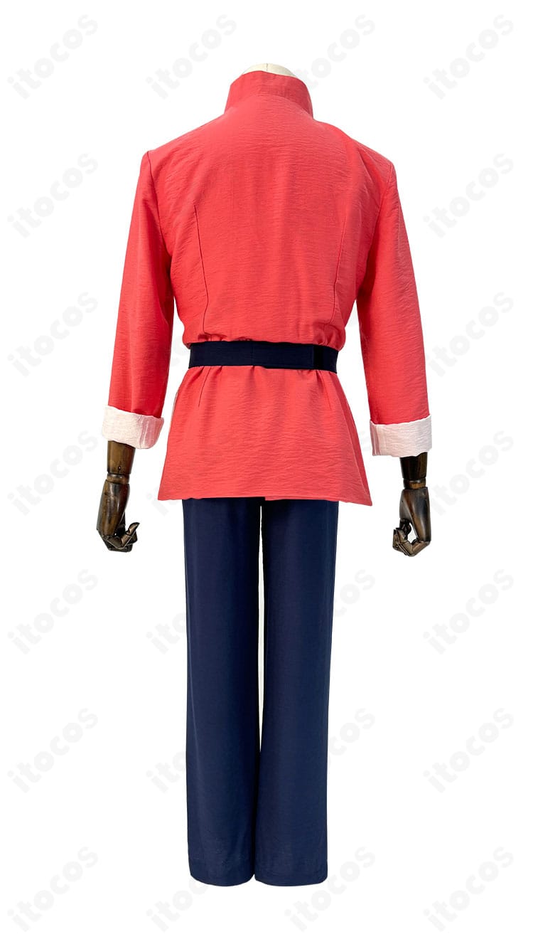 らんま1/2 早乙女乱馬 コスプレ衣装の背面写真。背中のライン、裾の落ち感、縫製の仕上げを詳細に確認可能。