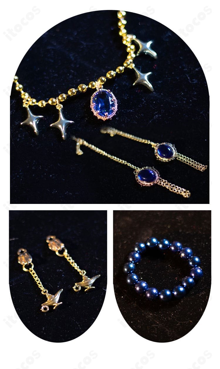 神楽ひかり コスプレ衣装のチョーカーと腕飾りのディテールアップ。金属調パーツと縫製の仕上がりを強調