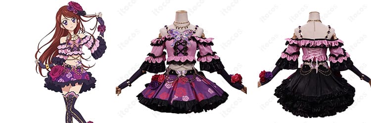 アイカツ コスプレ衣装の選び方｜紫吹蘭 ローズボンボンコーデ11点セット・サイズ・撮影シーンガイド